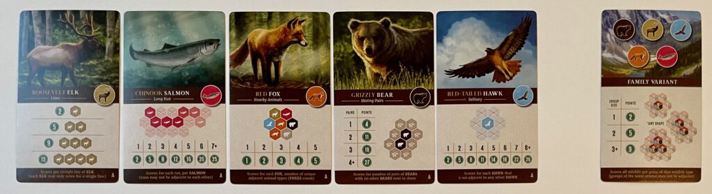 Cascadia Wildlife Scoring Cards