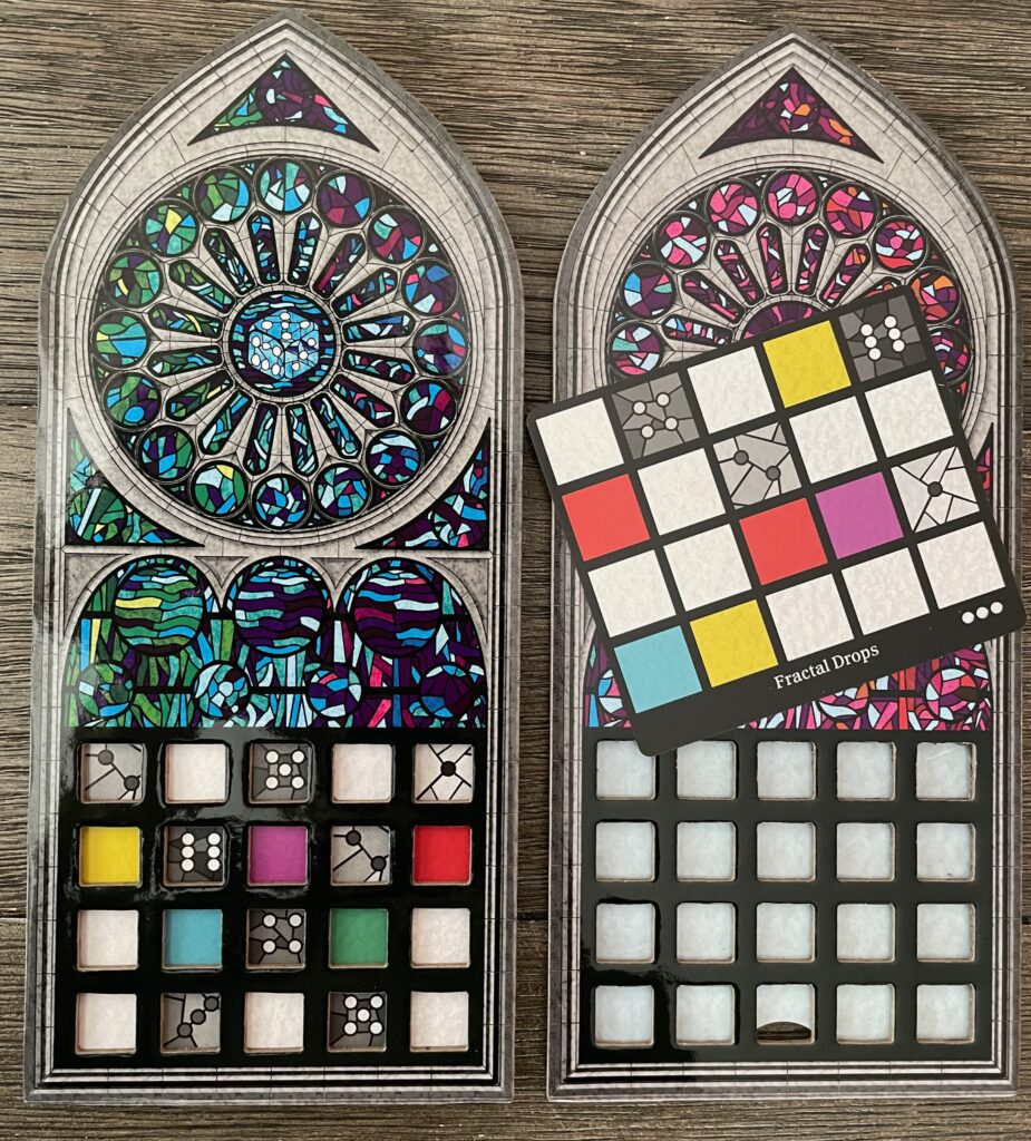 A look at the player boards for Sagrada.