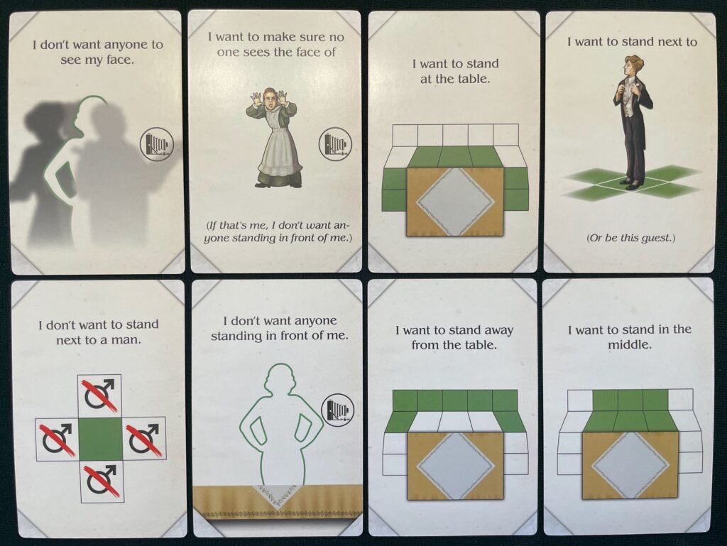A look at a few of the preference cards you'll find in a game of Picture Perfect